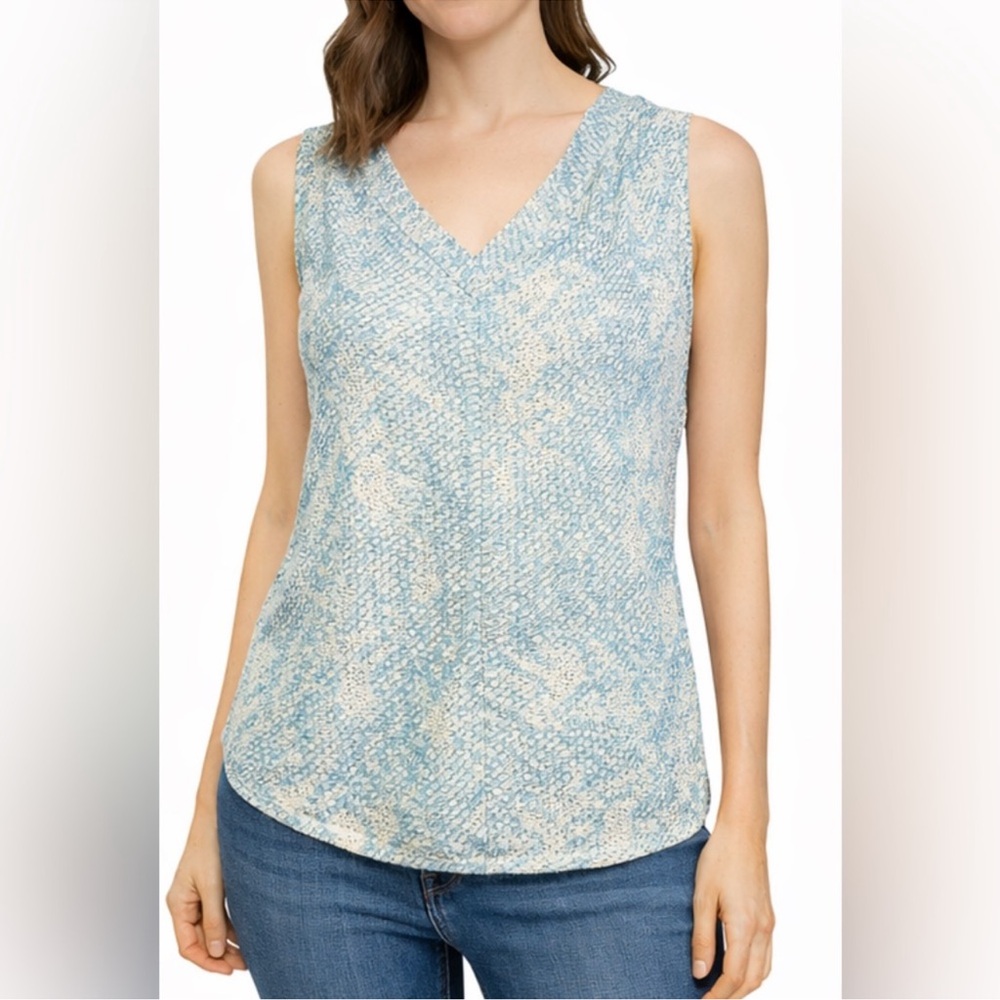 Philosophy Marled Light Blue & Cream V-Neck Knit Tank